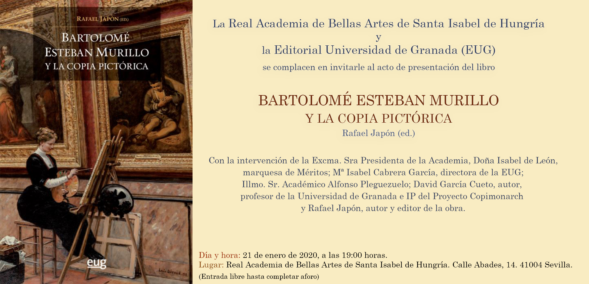 Presentación Libro: Bartolomé Esteban Murillo y la Copia Pictórica, 21 enero, 19:00h